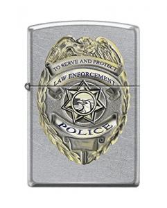 Zippo "Police Badge-Law Enforcement" Street Chrome Lighter, 3003