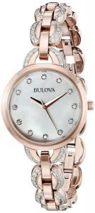 Bulova Women's 98L207 Crystal Analog Display Quartz Rose Gold Watch