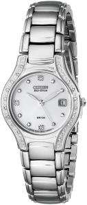 Citizen Women's EW0970-51B Silhouette Diamond Eco Drive Watch in Silver Tone