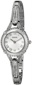 GUESS Women's U0135L1 Petite Crystal-Accented Silver-Tone Watch