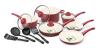 Bộ xoong chảo GreenLife 14 Piece Nonstick Ceramic Cookware Set with Soft Grip, Red