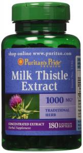 Puritan's Pride Milk Thistle 4:1 Extract 1000 mg (Silymarin)-180 Softgels