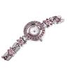 WEIQIN Women Ladies Flower Rhinestone Bangle Bracelet Fashion Dress Wrist Watch (Silver Purple)