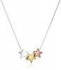 Vòng cổ Tri Colored Sterling Silver with Yellow and Rose Gold Flashed Three Star Pendant Necklace, 18