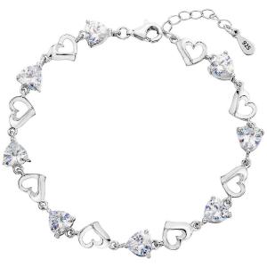 Vòng tay EleQueen 925 Sterling Silver CZ Love Heart of Ocean Titanic Inspired Tennis Bracelet, 7.1