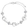 Vòng tay EleQueen 925 Sterling Silver Round CZ Moon Star Bracelet Chain Rhodium Plated, 6.9