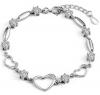 Vòng tay Amelery Women 100% 92.5 S.terling S.ilver Bracelet Heart Hand Chain Authentic C.rystal Mother's Day Gift