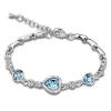 Vòng tay Mother's Day Gift Women Heart Shaped Swarovski Elements Crystal Silver-Tone Plated Bracelet