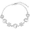Vòng tay EleQueen Rhodium Plated 925 Sterling Silver CZ Flower Love Heart Bracelet Chain, 6.9