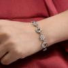Vòng tay EleQueen Rhodium Plated 925 Sterling Silver CZ Flower Love Heart Bracelet Chain, 6.9