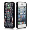 Ốp lưng iPhone 5S Case,iPhone 5S Black Case, Dsigo TPU Full Cover Protective Case for New Apple iPhone 5S - Retro Vintage Aztec totem elephant