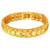 Vòng tay nam Fashion 18K Gold Plated Men's Link Bracelet Carving Wistband, 17mm, 8 Inch