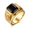 Nhẫn nam Stainless Steel Gold Plated Black Rhinestone Crystal Ring for Men Women Engagement Wedding Band