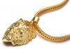 Vòng cổ nam Halukakah® Men's 18k Real Gold Plated 3d Lion Head Pendant Necklace,with FREE Fishtail Chain 30