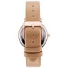 Wristology Olivia Womens Crystal Rose Gold Boyfriend Watch Tan Sand Patent Leather Strap