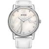 BUREI® Women's BL-3023-01A White Mother-Of-Pearl Dress Watch with White Leather Band