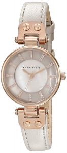 Anne Klein Women's AK/1950RGTP Rose Gold-Tone Watch With Taupe Leather Band