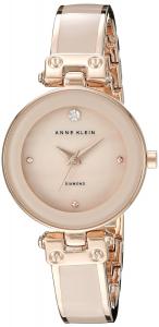 Anne Klein Women's AK/1980BMRG Diamond-Accented Dial Blush Pink and Rose Gold-Tone Bangle Watch