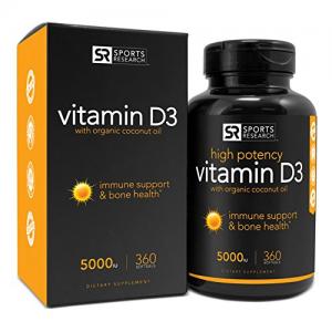 Vitamin D3 (5000iu) 360 mini-capsules; Enhanced with Organic Coconut Oil for Better Absorption; Made In USA