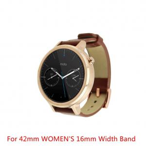 Moto 360 2 Watch Replacement Band (2nd Gen, 42mm 2015 WOMEN'S), DAYJOY Elegant Design Genuine Leather Watch Strap Adjustbable Wrist Band for Motorola Moto 360 2 42mm Smart Watch(16MM WIDTH BROWN)