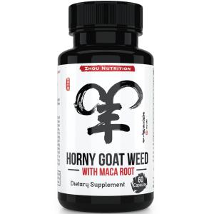 Zhou Nutrition Horny Goat Weed Extract with Maca Root Complex for Performance & Natural Libido Boost in Men & Women, Includes 1000mg Epimedium & 10mg Icariins Per Serving, 60 Capsules