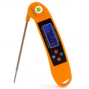 Nhiệt kế đa năng Digital Thermometer Talking Instant Read- Electronic BBQ Thermapen- Great for Barbecue, Baking, Grilling, Cooking, All Food & Meat, Liquids- Collapsible Internal long Probe (Orange) By Surround Point