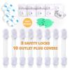 Miếng bít ổ cắm điện FamilyPro Baby safety products - 8 Adjustable child safety locks & 10 USA Outlet plug covers for electric socket covers