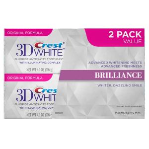 Crest 3D White Brilliance Mesmerizing Mint Teeth Whitening Toothpaste, 2 Pack value, 4.1 Oz Net weight