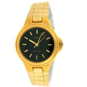 Lorus Round Gold Tone Ladies Watch Black Dial RRS58BX9