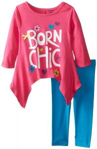 Gerber Graduates Girls' Baby and Little Long-Sleeve Top and Legging Set