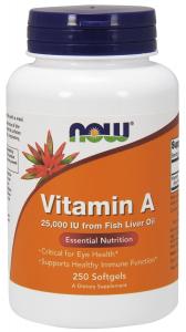 Now Foods Vitamin A, 25000 IU from Fish liver oil,  250 Soft-gels