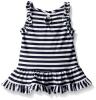 Nautica Baby Girls Drop Waist Stripe Dress with Ruffle Details