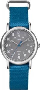 Timex Women's T2N913 Weekender Mid-Size Slip-Thru Blue Nylon Strap Watch