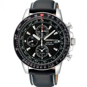 Seiko Men's SSC009P3 Black Dial Flight Watch