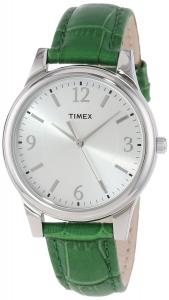 Timex Women's T2P092TN Dark Green Croco Patterned Leather Strap Dress Watch