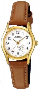 Casio Women's LTP1094Q-7B7 Brown Leather Quartz Watch with White Dial