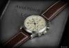 Davis 1023 - Mens Aviation Watch Chronograph Waterresist 50M Beige Dial Date Brown Leather Strap