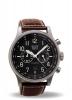 Davis 1021-Mens Aviator Watch 42mm-Waterresist 50M-Chronograph-Black Dial-Date-Brown Leather strap