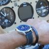 Davis 0455 - Mens Aviator Watch Chronograph Waterresist 50M Blue Dial Date Blue Leather Strap