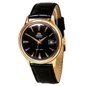 Orient ER24001B Men's Bambino Automatic Black Dial Rose Gold Tone Leather Strap Mechanical Watch