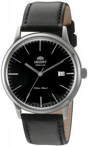 Orient Men's 'Bambino Version 3' Japanese Automatic Stainless Steel and Leather Dress Watch, Color:Black (Model: FER2400LB0)