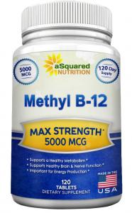 Vitamin B12 - 5000 MCG Supplement with Methylcobalamin (Methyl B-12) - Max Strength Vitamin B 12 Support to Help Boost Natural Energy & Metabolism, Benefit Brain & Heart Function - 120 Tablets