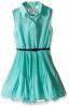 Beautees Sleeveless Skater Dress with Collar and Elastic Waistband