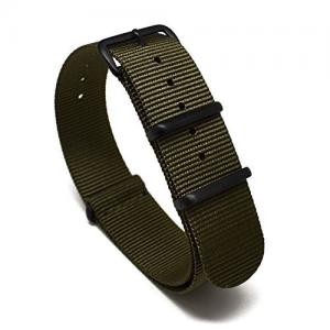 Nato Skull 20mm NATO Watch Band Strap with PVD Buckles in Military Green