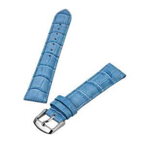 Debeer Light Blue 18 mm Wide Crocodile Grain Leather Strap