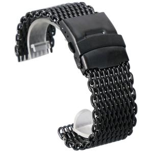 YISUYA Black 18mm Mesh Web Watch Bands Strap Bracelet Mens Womens Push Button