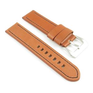 StrapsCo Thick Leather Watch Strap with Contrast Stitching