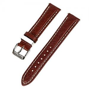 18mm Dark Brown w/ White Stitching Thick Leather Watch Band Fits Timex Expedition