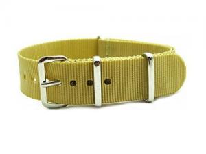 HNS Nato 18mm G10 Mod Light Khaki Heavy Ballistic Nylon Watch Strap Polished Buckle NT081