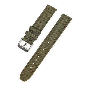 18mm Olive Drab Military Style Nylon-Textured Stitched Water-resistant Lining Watch Band
